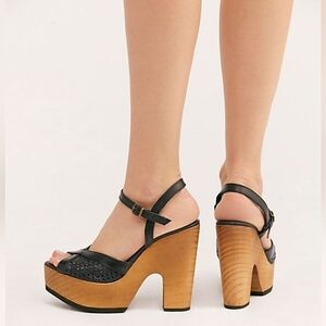 Free People Black Rendezvous Platform Sandals_NEW!